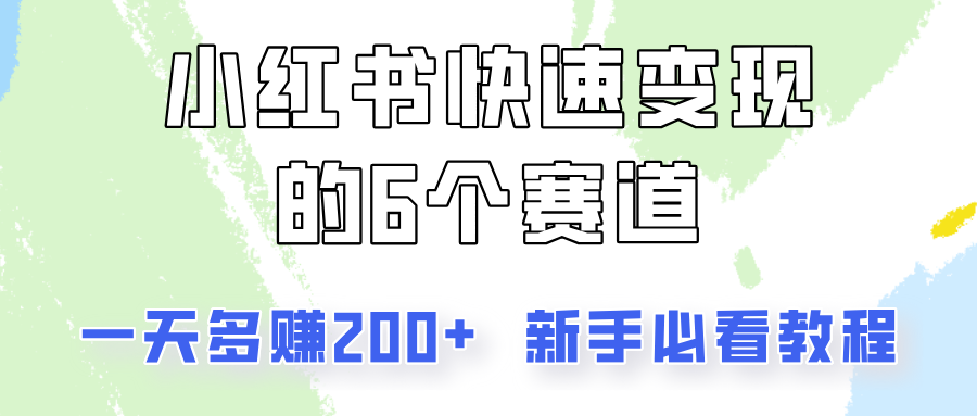 小红书快速变现的6个赛道，一天多赚200，所有人必看教程！-点子口袋网