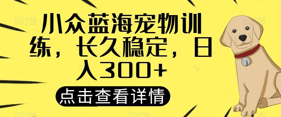小众蓝海宠物训练，长久稳定，日入300+-点子口袋网