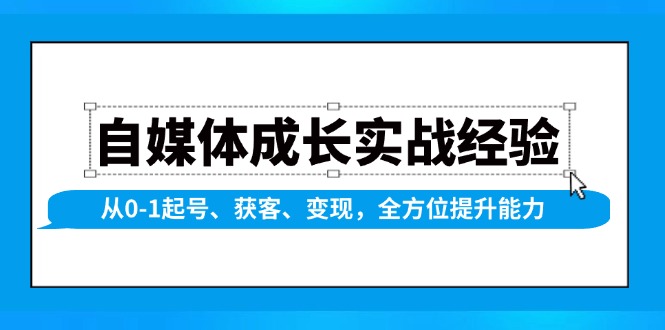 自媒体成长实战经验，从0-1起号、获客、变现，全方位提升能力-点子口袋网