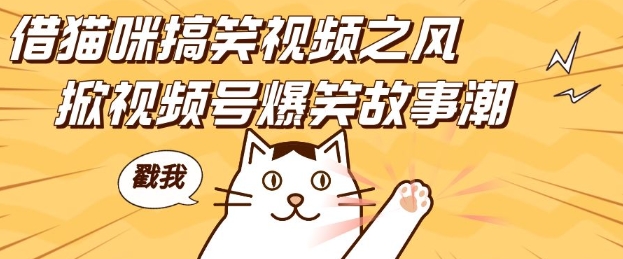 借猫咪搞笑视频之风，掀视频号爆笑故事潮，轻松日入四位数，无门槛快速入门!-点子口袋网