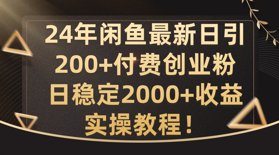24年闲鱼最新日引200+付费创业粉日稳2000+收益，实操教程【揭秘】-点子口袋网