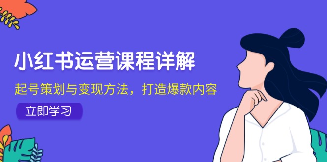 小红书运营课程详解：起号策划与变现方法，打造爆款内容-点子口袋网