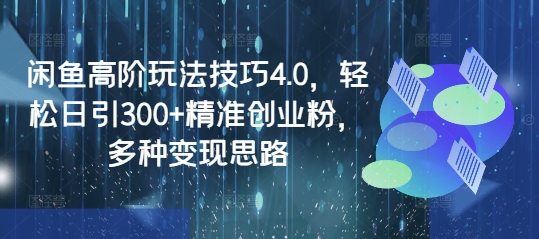 闲鱼高阶玩法技巧4.0，轻松日引300+精准创业粉，多种变现思路-点子口袋网