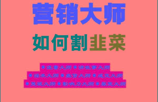 《营销大师如何割韭菜》禁止外传的大师绝学电子书-点子口袋网