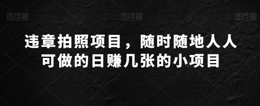 违章拍照项目，随时随地人人可做的日赚几张的小项目-点子口袋网