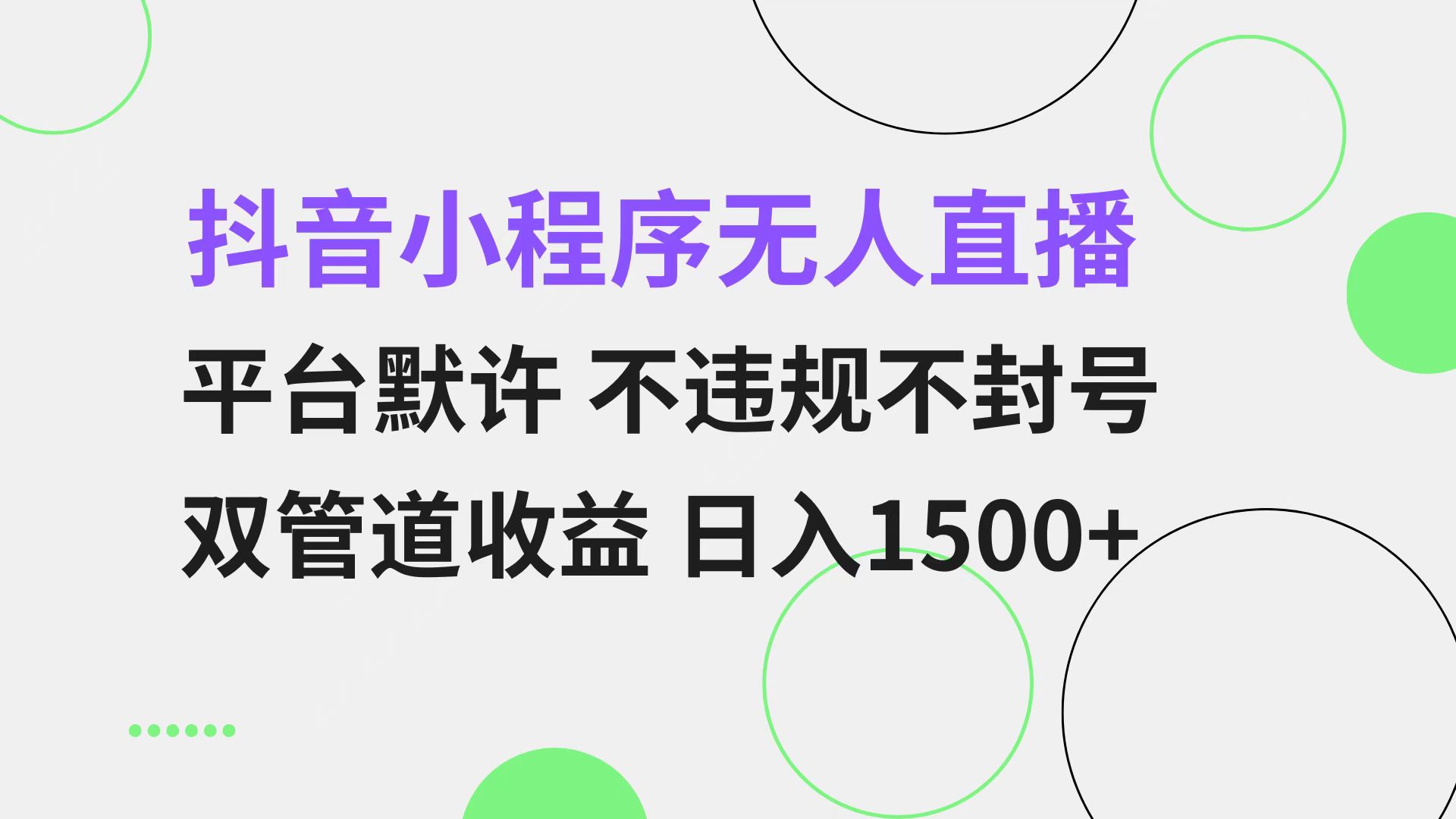 抖音小程序无人直播 平台默许 不违规不封号 双管道收益 日入1500+ 小白...-点子口袋网