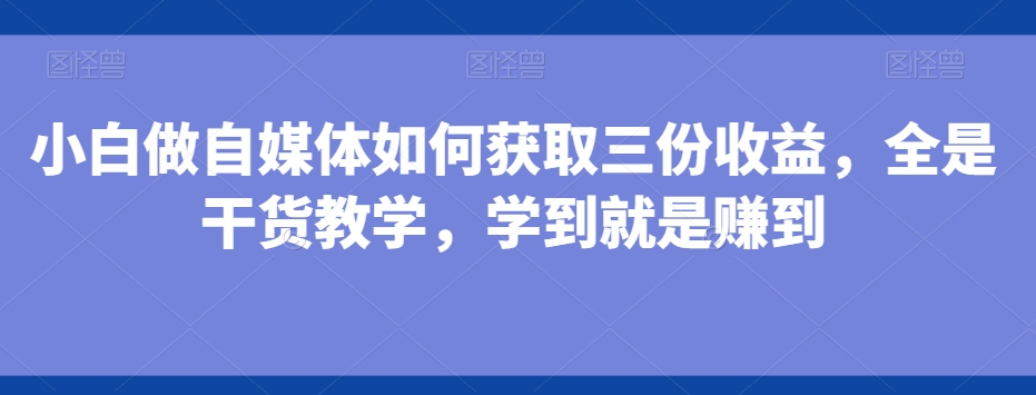小白做自媒体如何获取三份收益，全是干货教学，学到就是赚到-点子口袋网