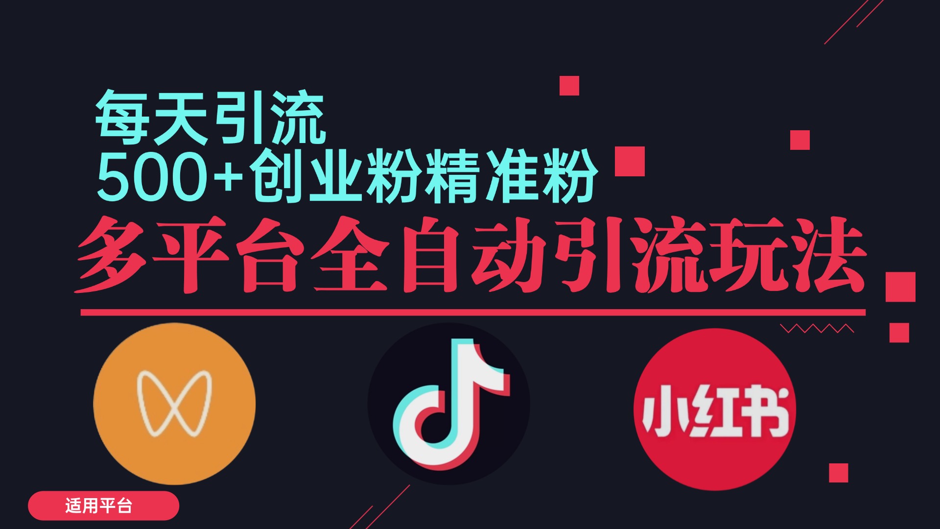 小红书抖音视频号截流自热全平台引流打法，全自动引流【日引2000+精准...-点子口袋网