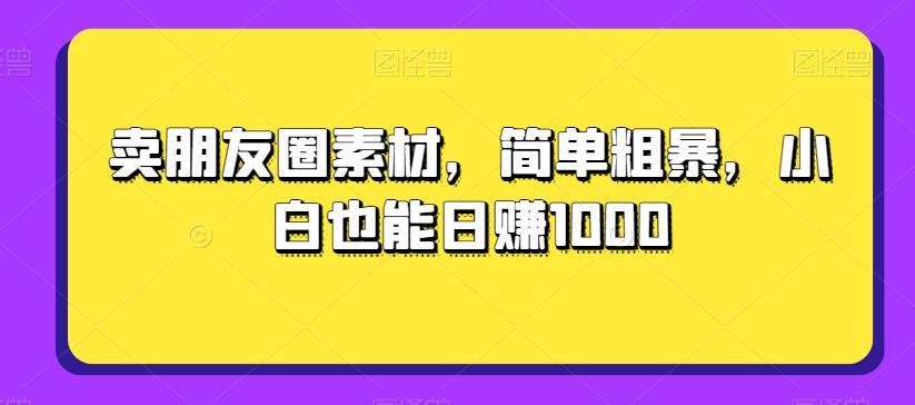 卖朋友圈素材，简单粗暴，小白也能日赚1000-点子口袋网