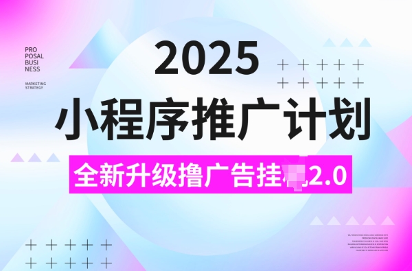 2025小程序推广计划，撸广告挂JI3.0玩法，日均5张【揭秘】-点子口袋网