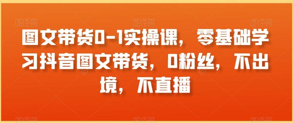 图文带货0-1实操课，零基础学习抖音图文带货，0粉丝，不出境，不直播-点子口袋网