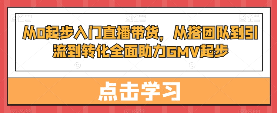 从0起步入门直播带货，​从搭团队到引流到转化全面助力GMV起步-点子口袋网
