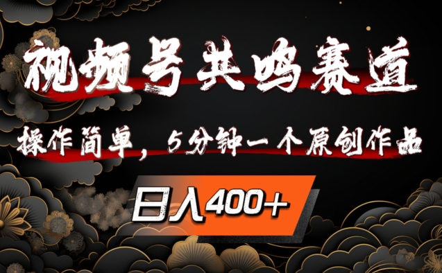 视频号共鸣赛道，操作简单，5分钟1个原创作品，日入几张【揭秘】-点子口袋网