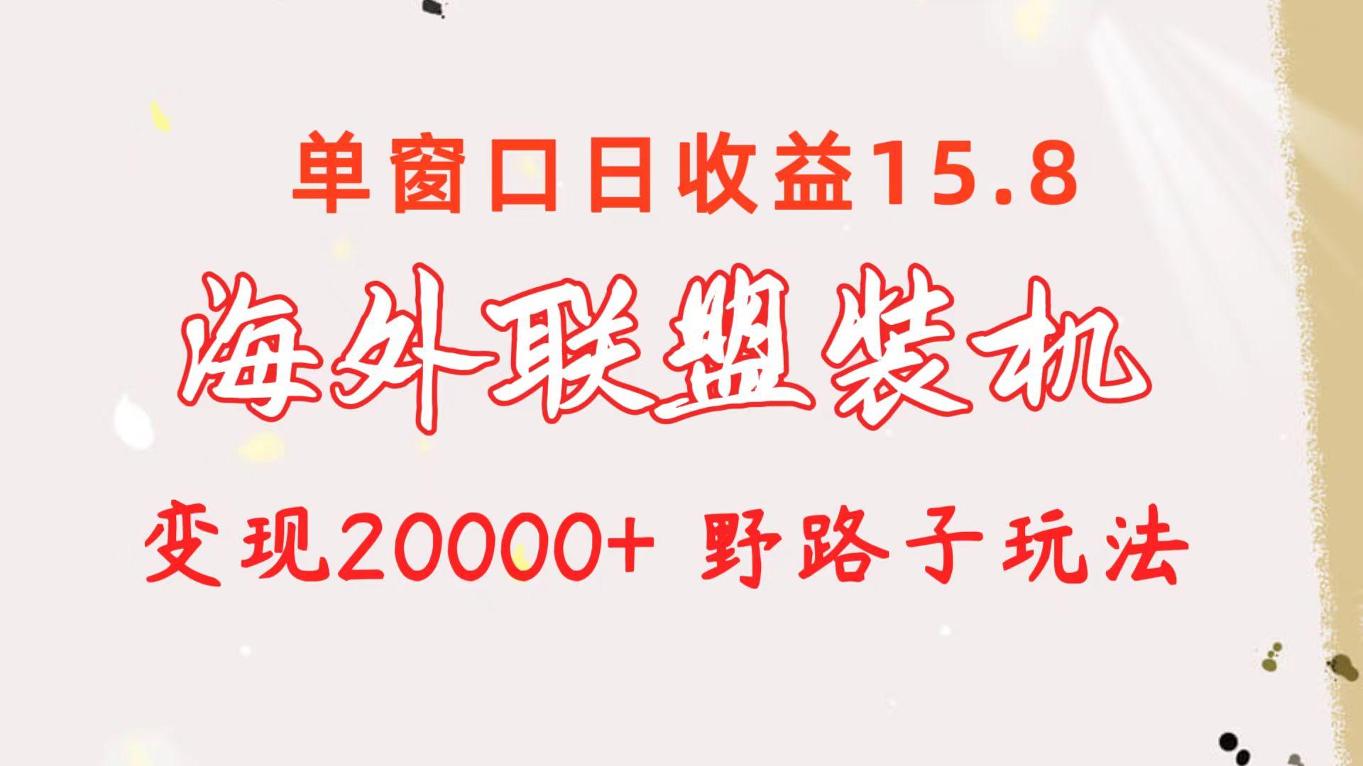 海外联盟装机 单窗口日收益15.8  变现20000+ 野路子玩法-点子口袋网