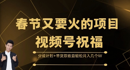 春节又要火的项目视频号祝福，分成计划+带货双收益，轻松月入几个W【揭秘】-点子口袋网
