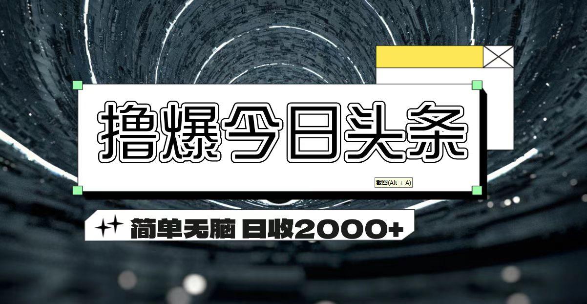 撸爆今日头条 简单无脑操作 日收2000+-点子口袋网