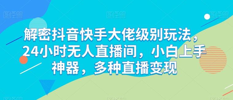 解密抖音快手大佬级别玩法，24小时无人直播间，小白上手神器，多种直播变现【揭秘】-点子口袋网