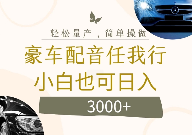 不为人知的暴力小项目，豪车配音，日入几张【揭秘】-点子口袋网