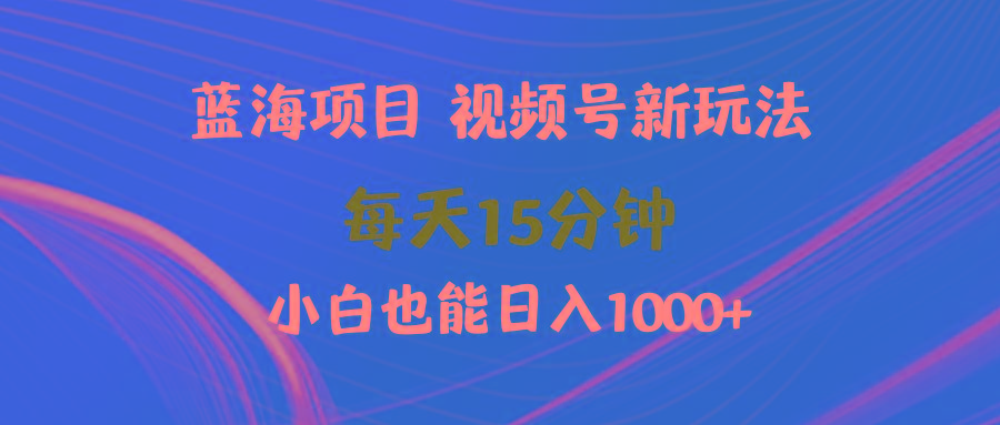 (9813期)蓝海项目视频号新玩法 每天15分钟 小白也能日入1000+-点子口袋网