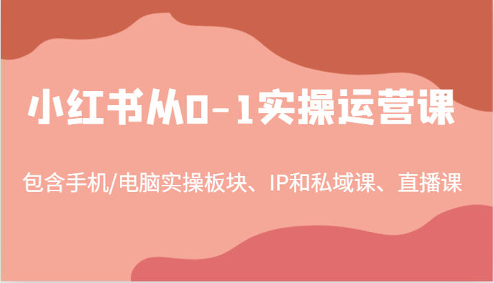 小红书从0-1实操运营课，包含手机/电脑实操板块、IP和私域课、直播课(97节)-点子口袋网