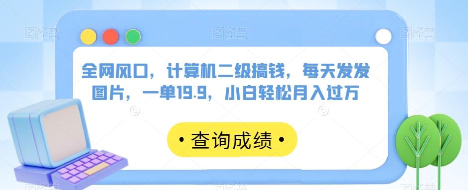全网风口，计算机二级搞钱，每天发发图片，一单19.9，小白轻松月入过万【揭秘】-点子口袋网