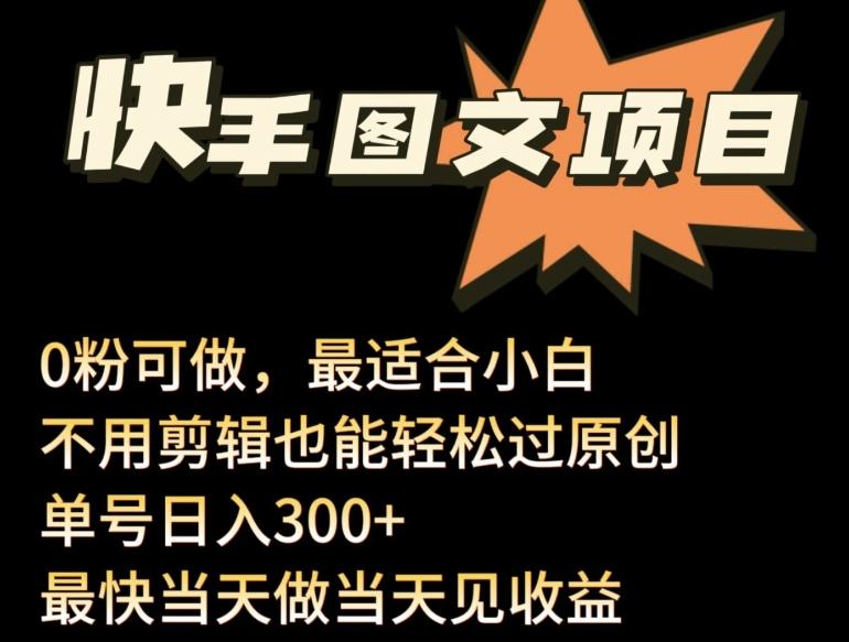 24年最新快手图文带货项目，零粉可做，不用剪辑轻松过原创单号轻松日入300+【揭秘】-点子口袋网