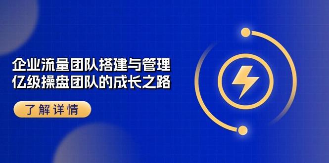企业 流量团队-搭建与管理，亿级 操盘团队的成长之路(28节课-点子口袋网