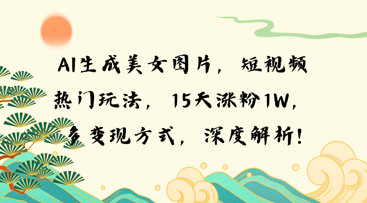 AI生成美女图片，短视频热门玩法，15天涨粉1W，多变现方式，深度解析!-点子口袋网