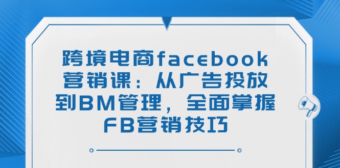 跨境电商facebook营销课：从广告投放到BM管理，全面掌握FB营销技巧-点子口袋网