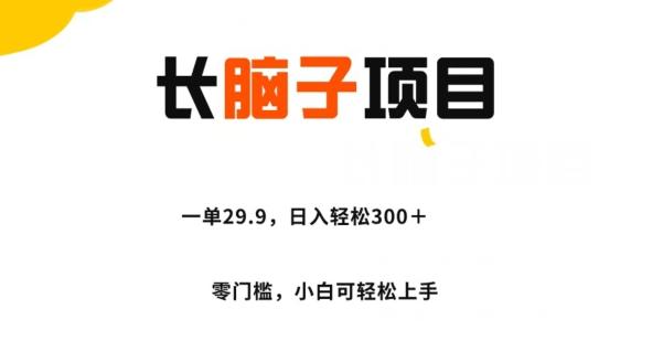 长脑子项目，一单29.9，日入轻松300＋，零门槛操作-点子口袋网