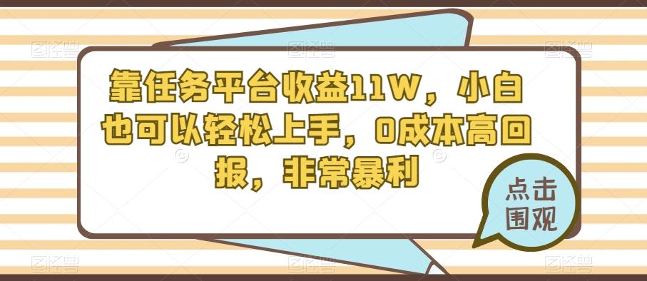 靠任务平台收益11W，小白也可以轻松上手，0成本高回报，非常暴利-点子口袋网