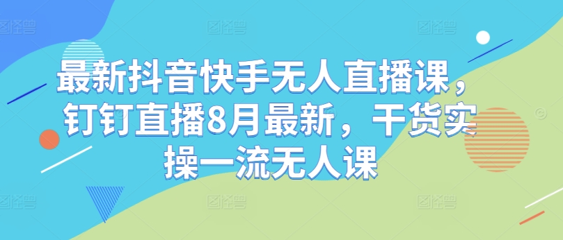 最新抖音快手无人直播课，钉钉直播8月最新，干货实操一流无人课-点子口袋网
