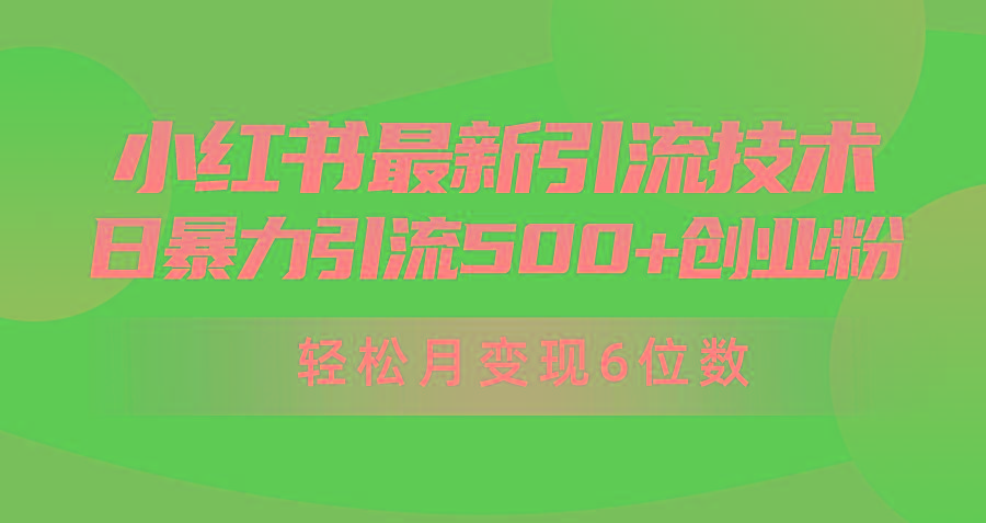 (9871期)日引500+月变现六位数24年最新小红书暴力引流兼职粉教程-点子口袋网