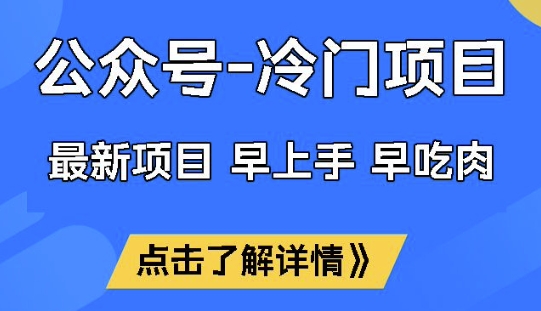 公众号冷门赛道，早上手早吃肉，单月轻松稳定变现1W【揭秘】-点子口袋网