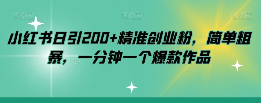 小红书日引200+精准创业粉，简单粗暴，一分钟一个爆款作品【揭秘】-点子口袋网