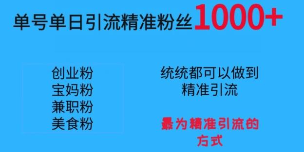 单号单日引流精准粉丝1000+，最为精准引流的方式-点子口袋网