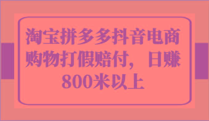淘宝拼多多抖音电商购物打假赔付，日赚800米以上-点子口袋网