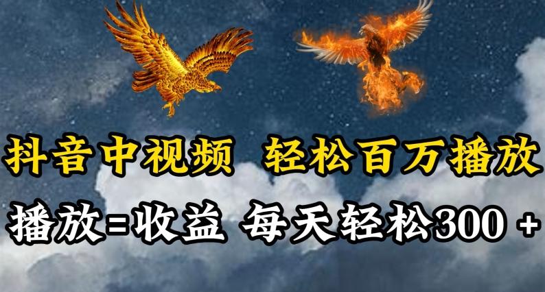 抖音中视频轻松百万播放，有播放就有收益，每天轻松两三张【揭秘】-点子口袋网