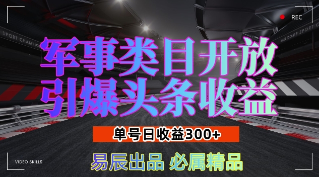 军事类目开放引爆头条收益，单号日入3张，新手也能轻松实现收益暴涨【揭秘】-点子口袋网