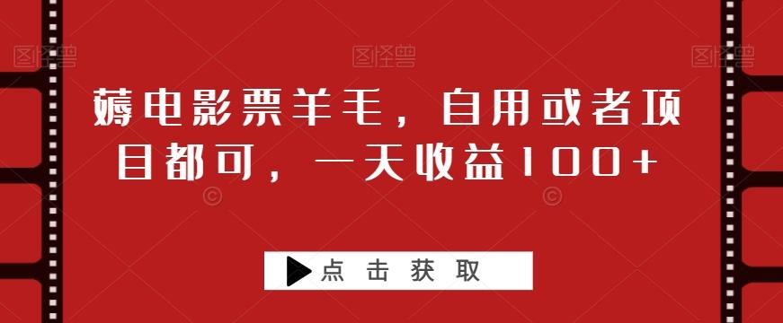 薅电影票羊毛，自用或者项目都可，一天收益100+-点子口袋网