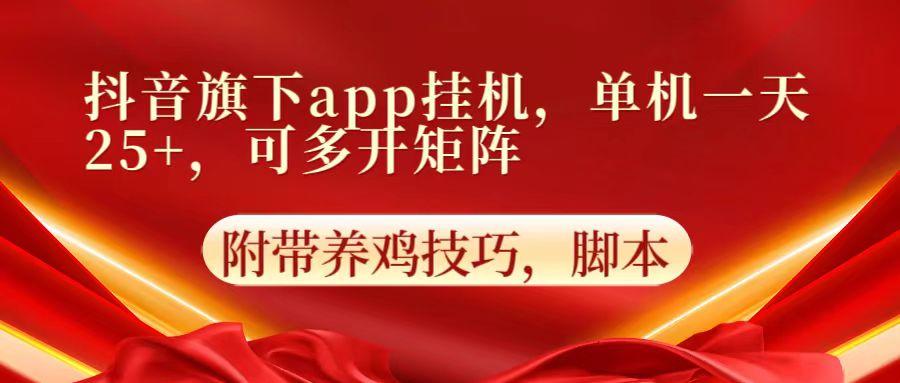 抖音旗下app自动挂机，单机一天收益25+，可多开矩阵-点子口袋网