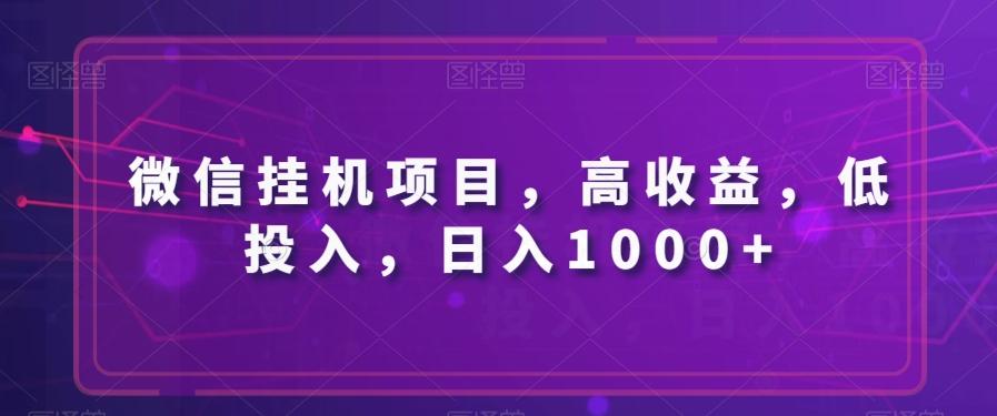 微信挂机项目，高收益，低投入，日入1000+-点子口袋网