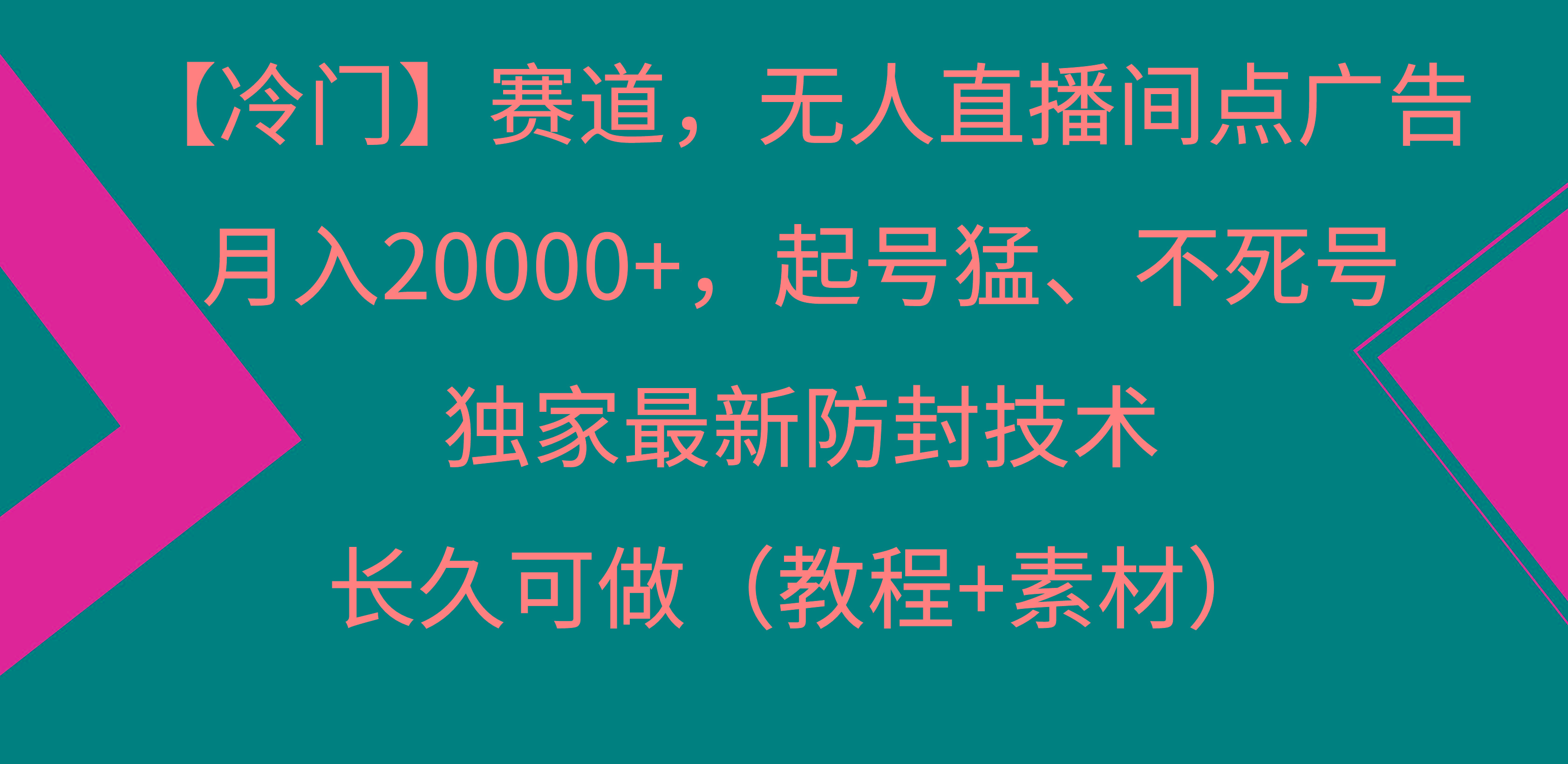 【冷门】赛道，无人直播间点广告，月入20000+，起号猛、不死号，独家最...-点子口袋网