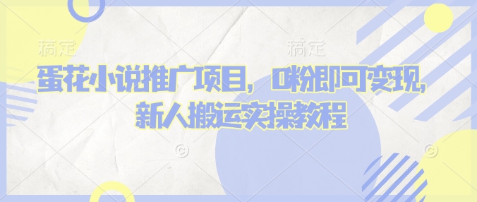 蛋花小说推文项目，0粉即可变现，新人搬运实操教程-点子口袋网