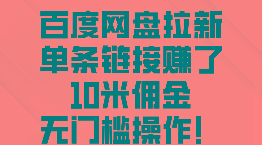百度网盘拉新，单条链接赚了10米佣金，无门槛操作！-点子口袋网