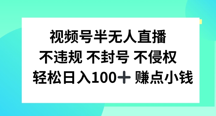 视频号半无人直播，不违规不封号，轻松日入100+【揭秘】-点子口袋网
