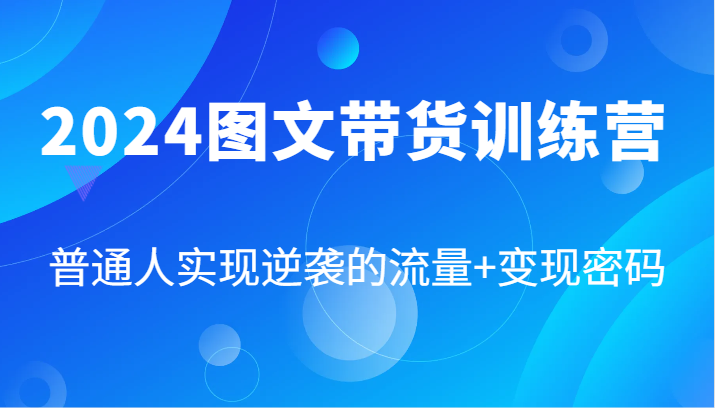 2024图文带货训练营，普通人实现逆袭的流量+变现密码(87节课)-点子口袋网