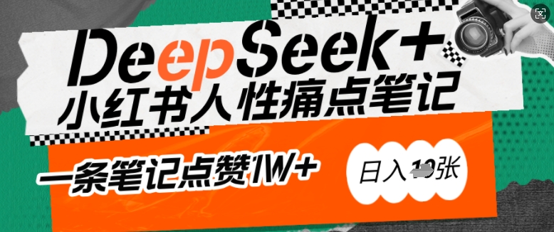 AI赋能小红书爆款秘籍：用DeepSeek轻松抓人性痛点，小白也能写出点赞破万的吸金笔记，日入多张-点子口袋网