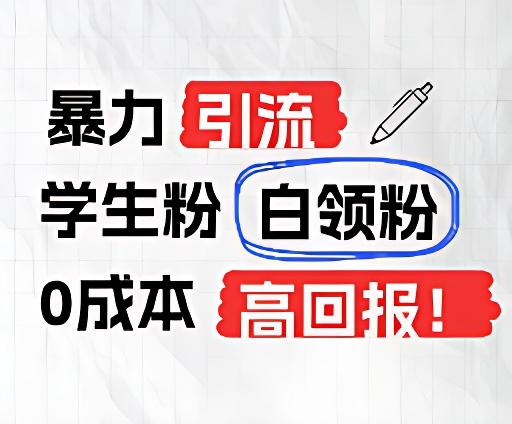 暴力引流学生粉白领粉，吊打以往垃圾玩法，0成本，高回报-点子口袋网