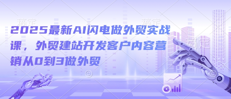 2025最新AI闪电做外贸实战课，外贸建站开发客户内容营销从0到3做外贸-点子口袋网